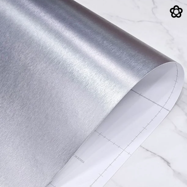 메탈 필름지 스텐 시트지 실버 냉장고 싱크대 상판 리폼, 122cm x 1m