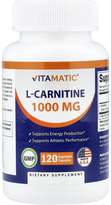 매우편하고 Vitamatic L-카르니틴 베지 캡슐 120정(캡슐 1정당 500mg) 끝내주게잘나가는상품, VitamaticL카르니틴베지캡슐120정캡슐1정당500, 1개 - 쿠팡