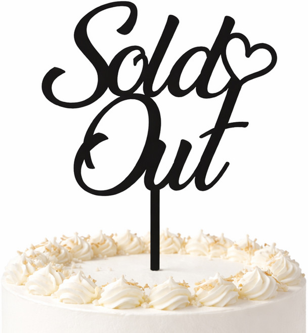 모로아 브라이덜샤워 토퍼 케이크 솔드아웃 소품 웨딩 결혼 축하 기념일 장식, 1개, 블랙