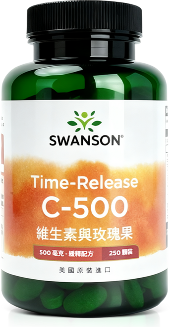 SWANSON 維生素C與玫瑰果緩釋錠, 1個, 250顆