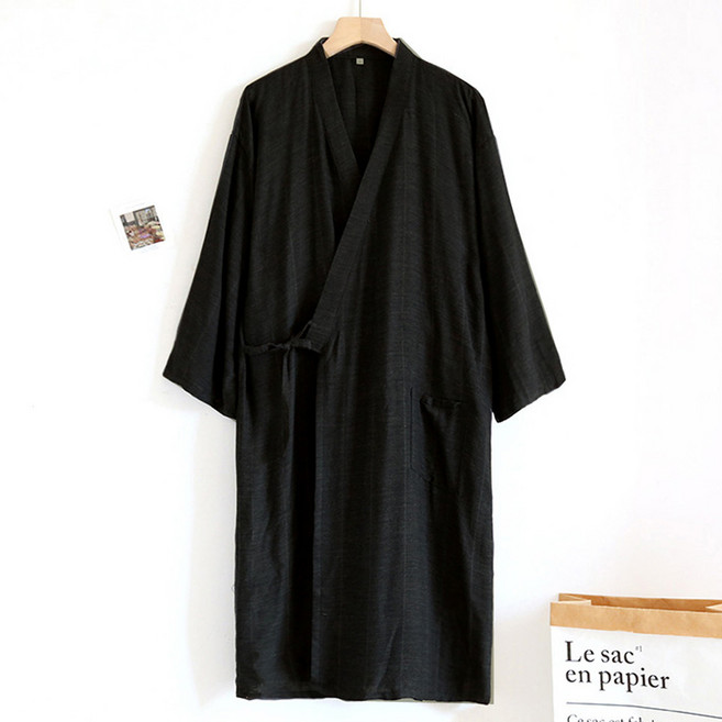 로리돌스 빅사이즈 남성 유카타 홈웨어. 블랙 베이직 로브 가운 남자 홈웨어 파자마세트
