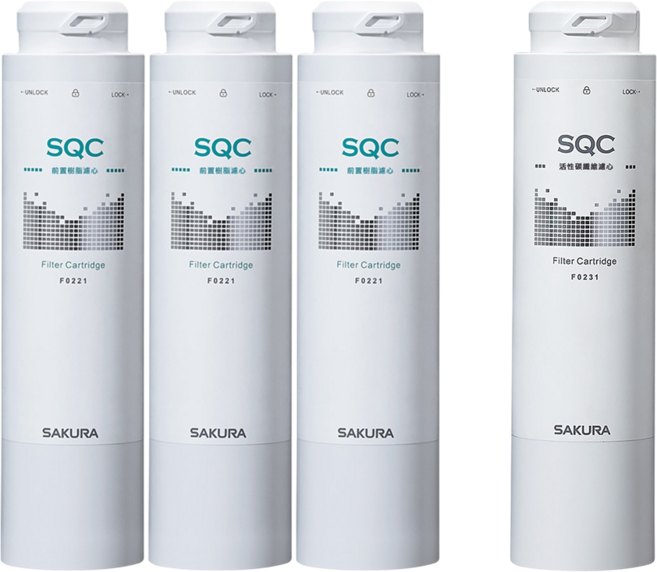 SAKURA 櫻花【原廠公司貨】濾心 P0585 P0583A P9581 淨水器, F0221【三支】+F0231【一支】，共四支一組, 1入