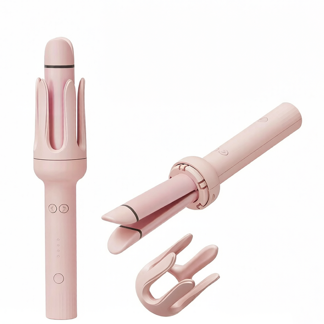 PYHO 2in1 전자동 고데기 가벼운 세라믹 코팅 온도 조절 웨이브 초보자 추천 선물용, BJ19, 핑크