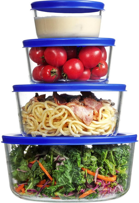 Vtopmart 클래식 내열유리 식품보관 밀폐용기 원형, 236ml+472ml+944ml+1652ml, 4개