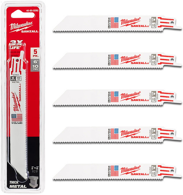 밀워키공식대리점 48-00-5092M 6인치 컷쏘날 두꺼운 금속용 스틸 컷소날 컷소기날 5PCS, 1개