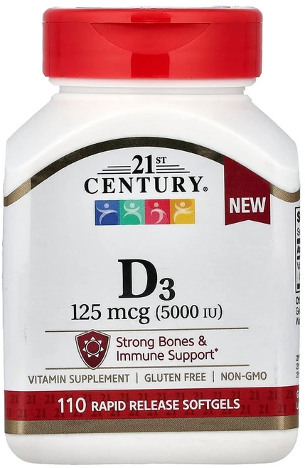 21st Century 센츄리 비타민D3 125mcg 속방형 소프트젤 110정, 1개 - 쿠팡