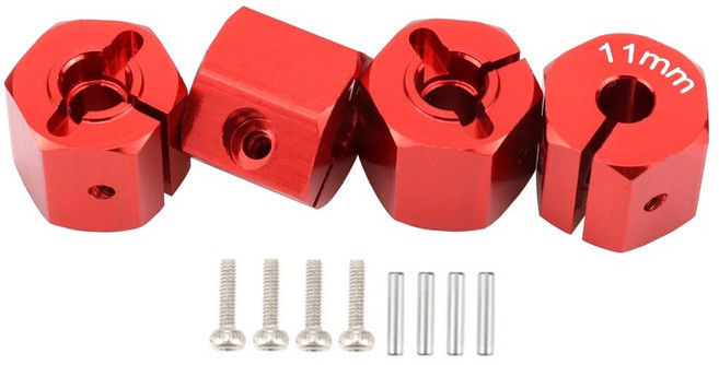 호환 알루미늄 어댑터 육각 드라이브 허브 나사 포함 RC 자동 트랙 트럭 HSP HPI 타미야 트랙사스 슬래시 5mm 6mm 7mm 8mm 9mm 10mm 11mm 12mm, 11mm Red, 1개