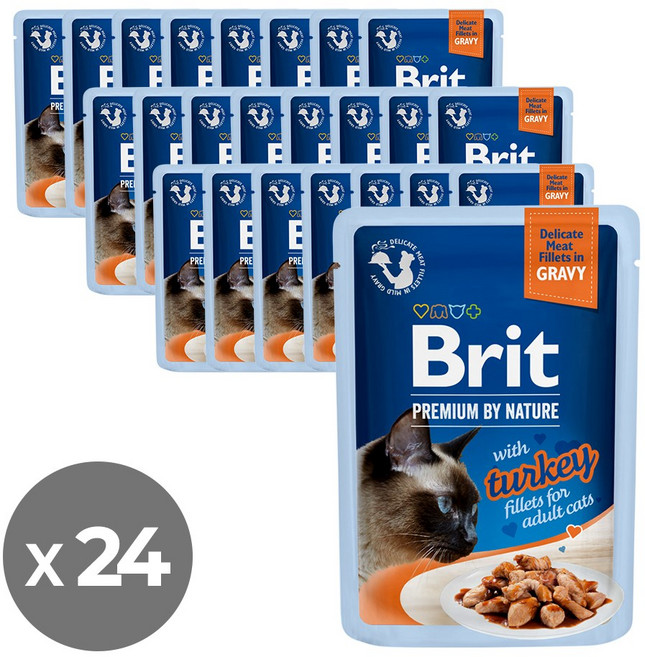 브릿 프리미엄 캣 파우치 고양이 사료, 칠면조, 85g, 24개