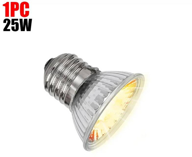 파충류램프 스팟램프 할로겐 거북이용품 25/50/75W 파충류 난방 램프 거북이 도마뱀 애완 동물 성장 열 E27 UV 양서류 용 조명, 25W-1PC