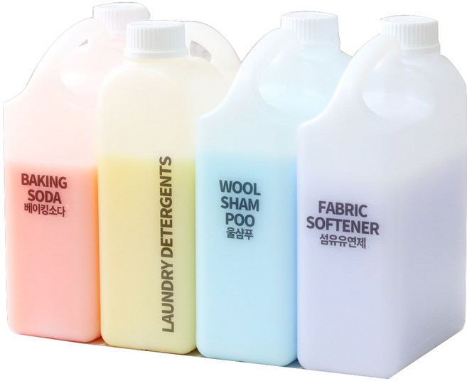 로맨틱노벰버 세탁용기세제통 사각2리터 4개 SET+60종스티커, 1세트