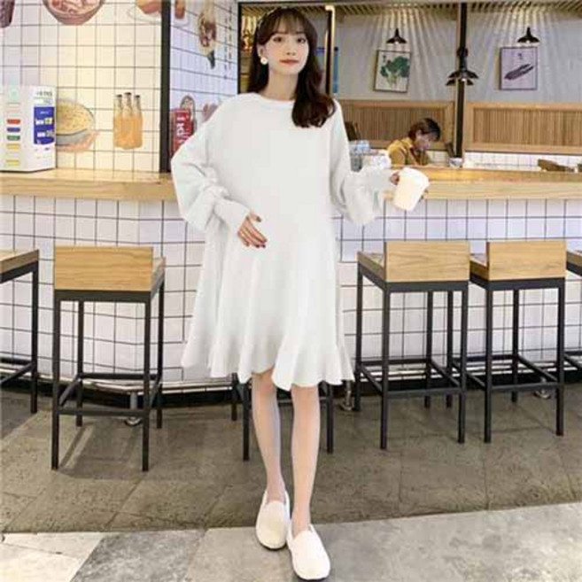 임산부 니트 원피스 가을 겨울 임부용 니트 루즈핏 머메이드 드레스 슬림 스타일 LT