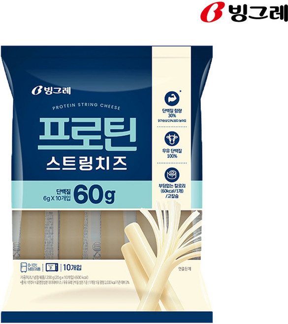 빙그레 프로틴 스트링치즈 20g, 스트링치즈 200g (20g 10개입), 2팩, 1개