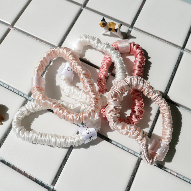 100% 천연 실크 스크런치 실크 머리끈 실크곱창 단품