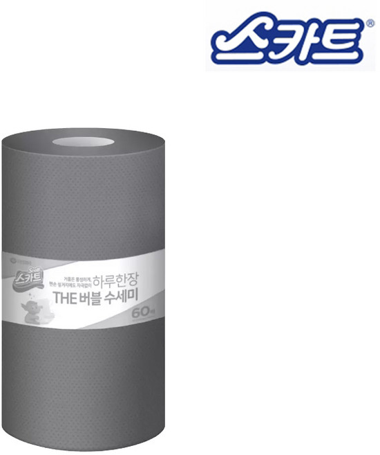 일회용수세미 하루한장 수세미 1롤 60매, 1개, 랜덤(3가지색상)
