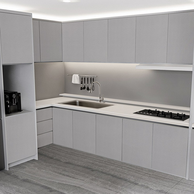 [국내제작] 큐브프레임 싱크대문짝 교체 씽크대문짝 싱크대도어 제작 디럭스, 피케그레이펄무광