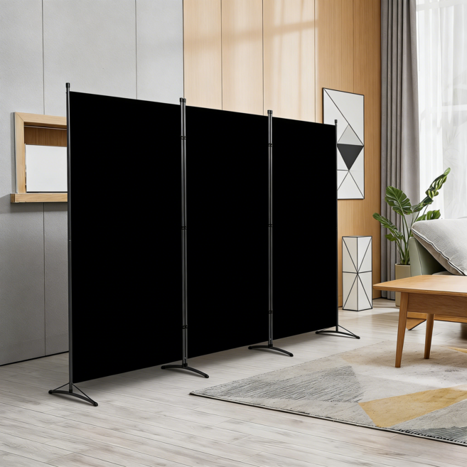 YAPOGI 탈부착이 다용도 접을 가림막 있는 공간분리 파티션 사무실 파티션 가정용 파티션, A 삼면 병풍 블랙
