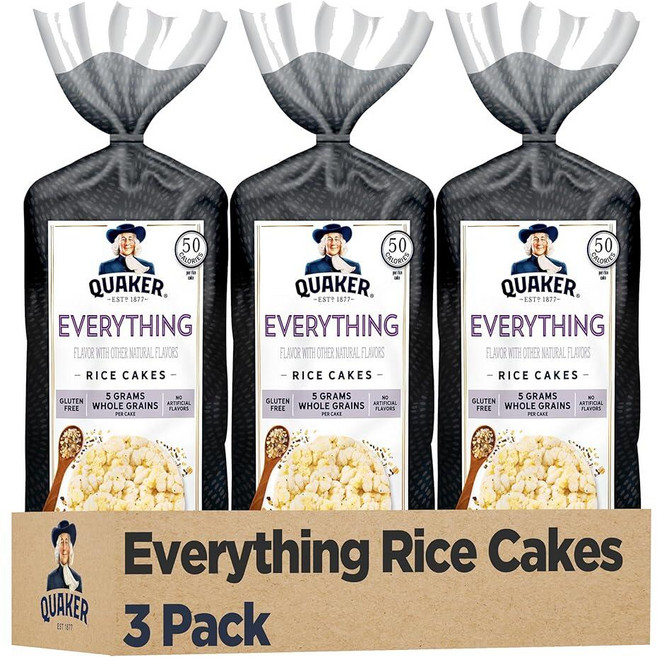 Quaker 대형 떡 Everything flavor 글루텐 프리 3개 팩, 167.3g