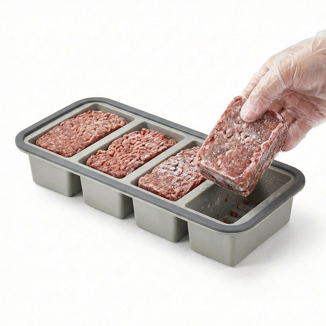 생활혁신 실리콘 냉동 소분 용기 푸드 블럭 몰드, 1개, 그레이