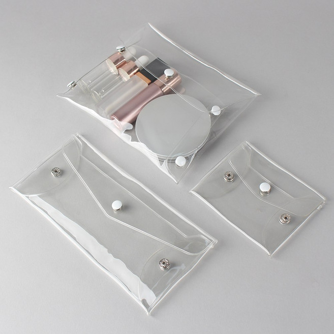 포포라운지 투명 홀로그램 납작 파우치 PVC 다용도 이너 가방