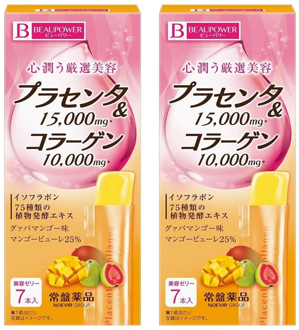 뷰파워 플라센타 15000mg 앤 콜라겐 10000mg 젤리 구아바 망고 맛, 2개, 7개입 - 쿠팡
