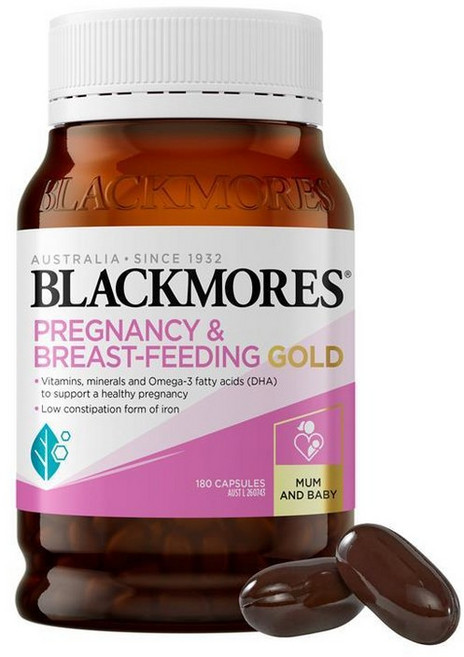 뉴질랜드 블랙모어스 Blackmores Pregnancy & Breastfeeding Gold 프레그넌시 브레스트 피딩 모유수유 골드, 4개, 180정