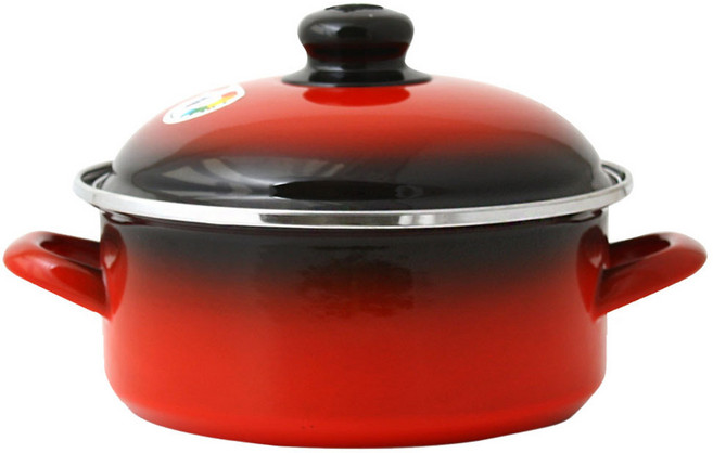 ELO 인덕션 쿡포트 낮은형 빨간법랑 양수냄비, 20cm, 빨강, 1개