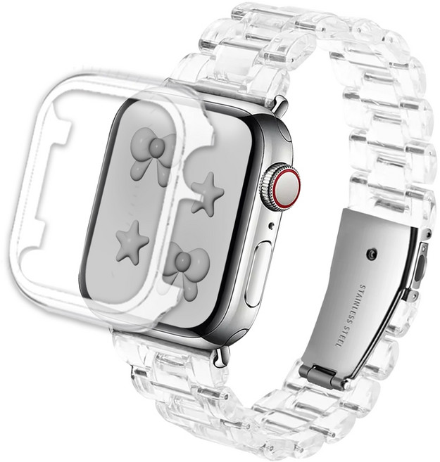 아이메이드잇 애플워치 호환 블럭 스트랩 케이스 세트, 클리어