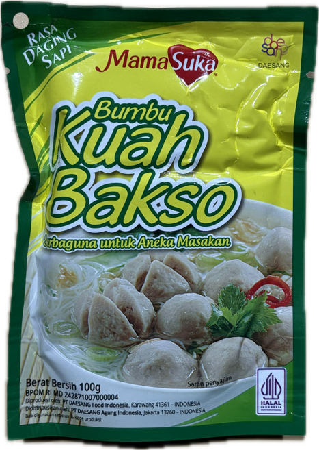 인도네시아 Mama Suka 붐부 꾸아 박소 쇠고기맛 100g / 육수 국물 Bumbu Kuah Bakso RASA DAGING SAPI 라사사삐, 1개