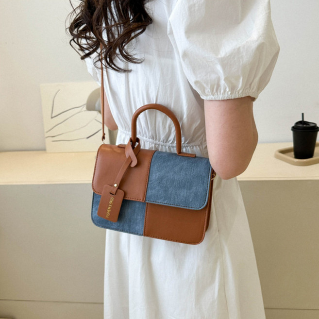 라로로 캐주얼 컬러 스퀘어 토트백