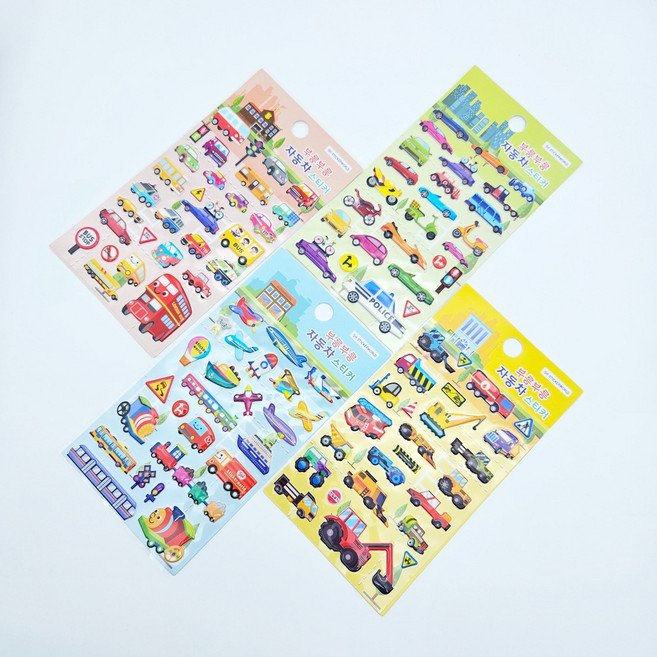 1500 부릉부릉 자동차 스티커 2탄 1개 랜덤 - 교육 교통수단 탈것 비행기 자동차 선박 스티커