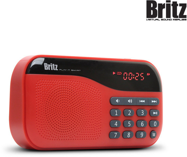 브리츠 BA-PR1 Plus 포터블라디오 레드 FM라디오 MP3 재생 스피커