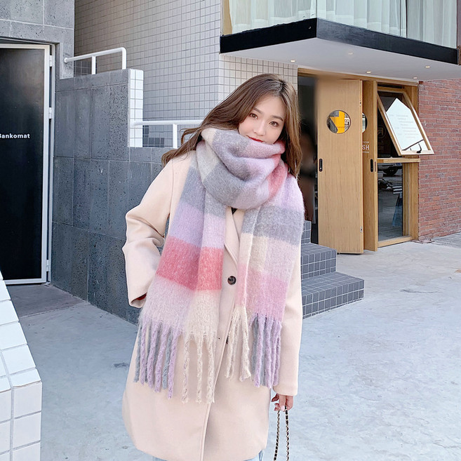 뮤트그레이 빅사이즈 롱 체크 머플러 3color