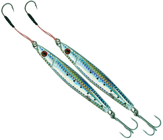 씨케이 / 메탈 지그 실버 2개 세트 / 월등한 조과의 레인보우 실버 홀로그램 / 강도 높고 예리한 바늘 / 리얼 유선형 바디, 40g 2개 세트