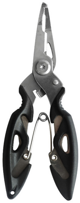 낚시플라이어 멀티플라이어 합사가위 니퍼 립그립 봉돌압착 라인터킹 바늘빼기 니퍼, 블랙, 1개