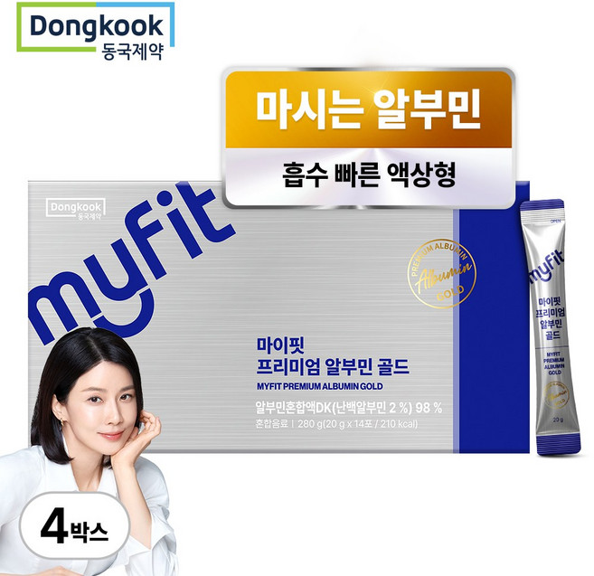 동국제약 마이핏 이보영 프리미엄 알부민 골드 마시는 고함량 난백 실크, 56개, 20g
