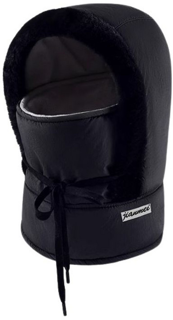 加絨保暖帽 冬季防風面罩雷鋒帽, 1個, 黑色