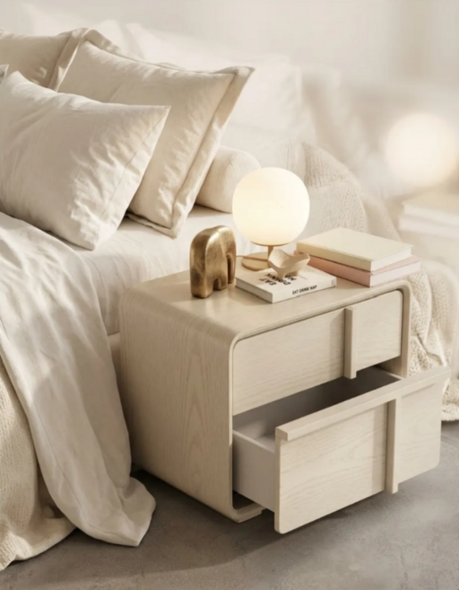 [MINISHERY] 모던 심플 원목 협탁 라이트 럭셔리 수납장 침실, 1개, 블랙오크 W40 H50 D40