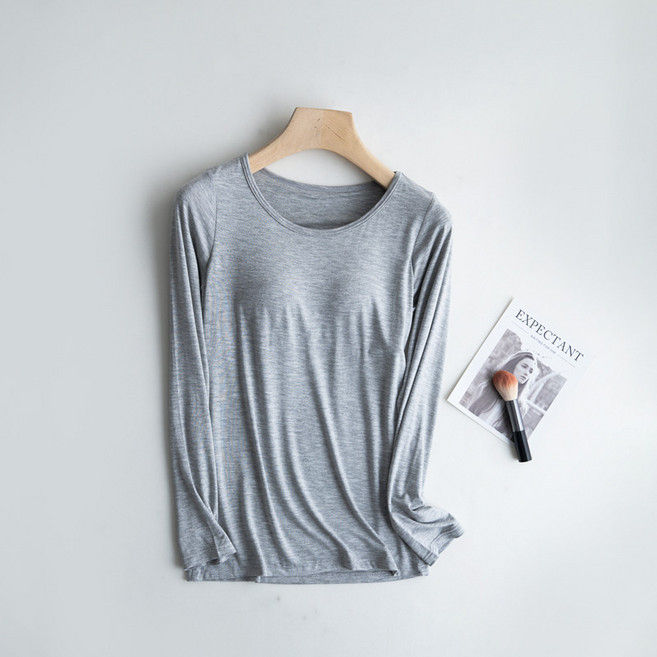 SH1832 모달 가슴패드 긴소매 캡일체형 티셔츠