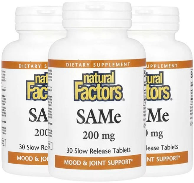 내추럴팩터스 Natural Factors SAM-e 200mg 30서방형정 3개 S 아데노실메티오닌 황산토실산염 쌔미 장용성캡슐 샘이 샘E, 30정 - 쿠팡