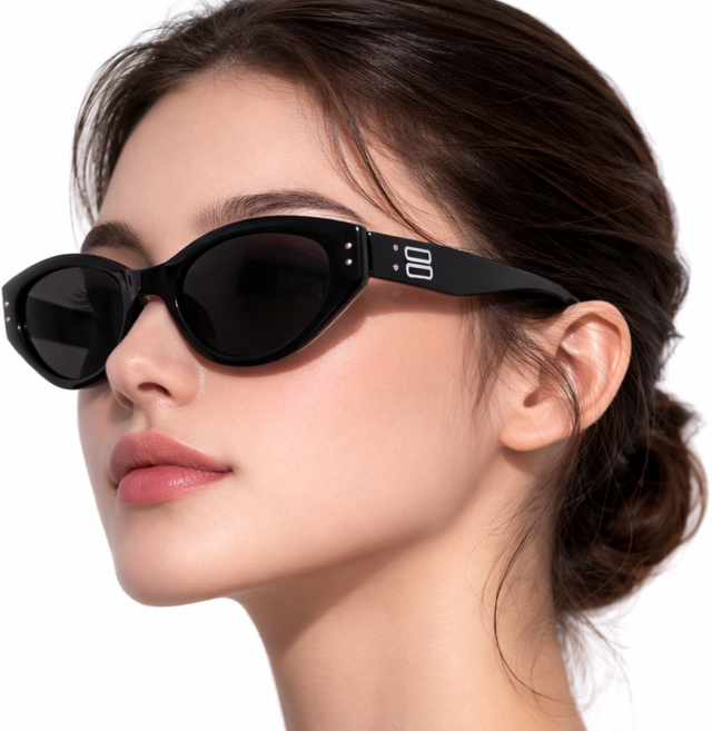 루비온 캣츠아이 차단 뿔테 패션 UV 선글라스