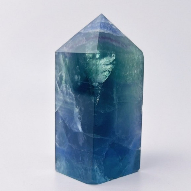 七彩千層螢石柱 多色螢石擺件 藍綠紫黃螢石晶體, 1個