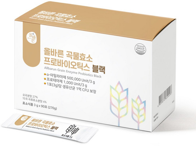 올바른건강식품 곡물효소 프로바이오틱스 블랙 90p, 270g, 1개