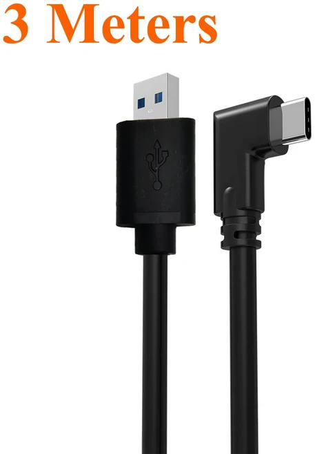 올스토어 Meta Quest 3/3S 3.0 링크 케이블 VR 2/pro 액세서리 고속 안정적인 데이터 전송 연결, 10 3M A-C black