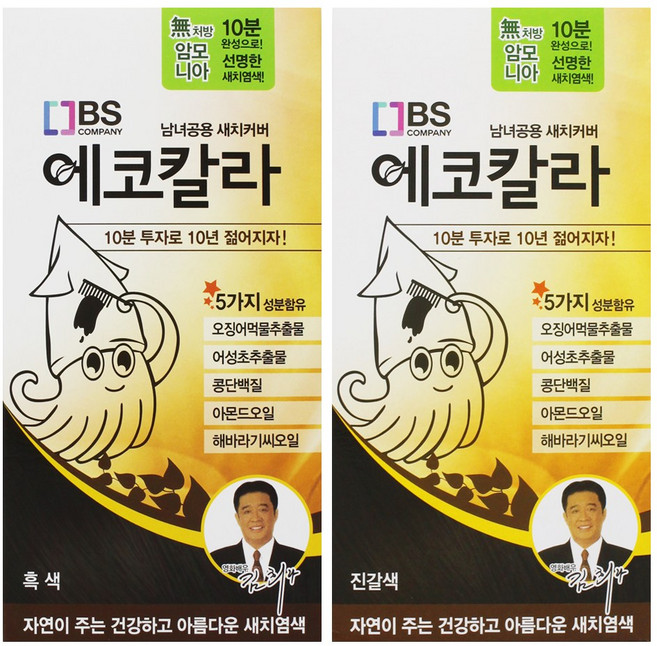 BS 에코칼라 새치염색약 새치전용 염색약 염모제, 에코칼라 염색약_흑색, 1개