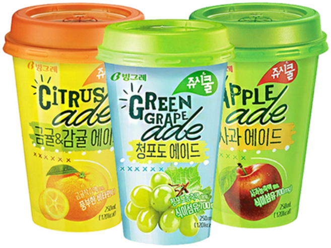 빙그레 쥬시쿨 에이드 사과 +금귤&감귤, 쥬시쿨에이드 금귤 20+사과 20, 40개, 250ml