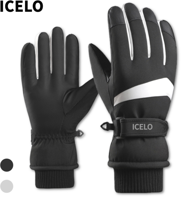 아이셀로 남여공용 터치 스키 장갑, 블랙, 1개