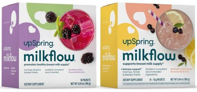 업스프링 밀크플로우 모유 음료 믹스 무페누그릭 모링가 | 블랙베리 라임 & 엘더베리 레모네이드 맛 우유 공급 2팩, Blackberry & Elderberry, 4.25 Ounce (Pack of 2), 160g - 쿠팡
