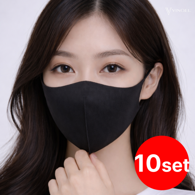 비노엘 브이라인핏 국산 다회용 연예인핏 마스크, 브이핏블랙, 10개, 1세트