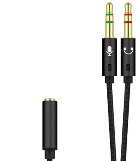 筆記本電腦耳麥 二合一轉換線, 黑色-手機耳機麥克風音頻一分二, 1個, 131-41