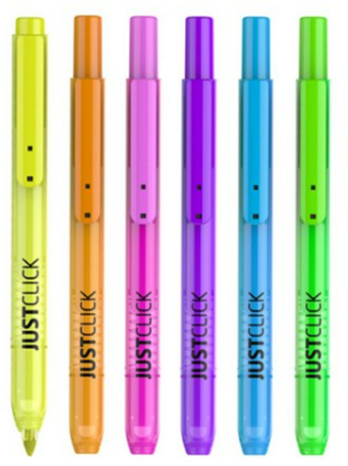 뚜껑없이 간편하게 모리스 JUSTCLICK 저스트클릭 형광펜 S 단색, 6P 옐로우